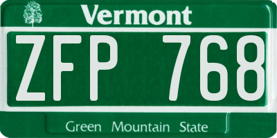 VT license plate ZFP768
