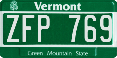 VT license plate ZFP769