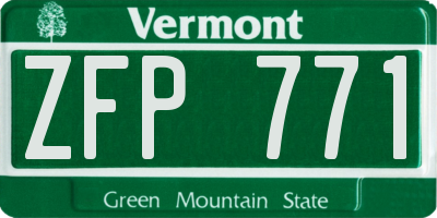 VT license plate ZFP771