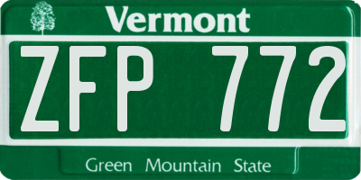 VT license plate ZFP772