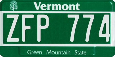 VT license plate ZFP774