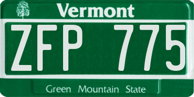 VT license plate ZFP775