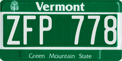VT license plate ZFP778