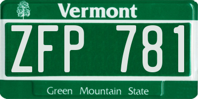 VT license plate ZFP781