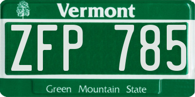 VT license plate ZFP785