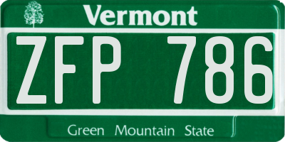 VT license plate ZFP786