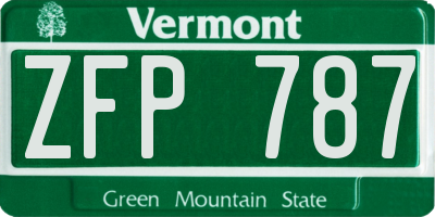 VT license plate ZFP787