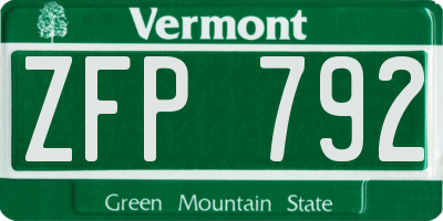 VT license plate ZFP792