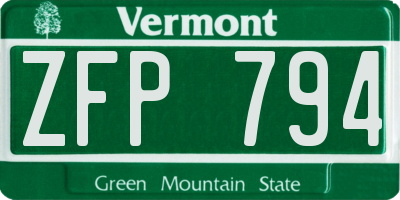 VT license plate ZFP794