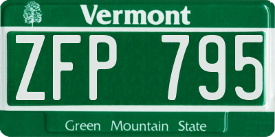 VT license plate ZFP795