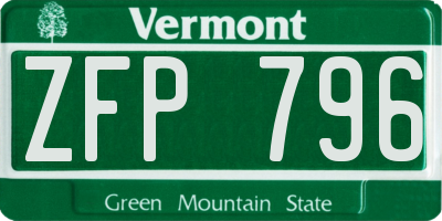 VT license plate ZFP796