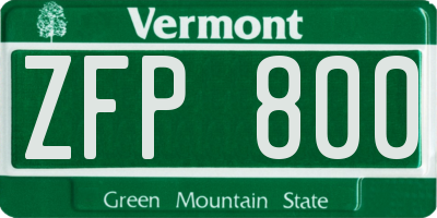 VT license plate ZFP800