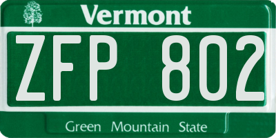 VT license plate ZFP802