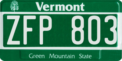 VT license plate ZFP803