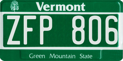 VT license plate ZFP806