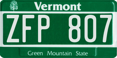 VT license plate ZFP807