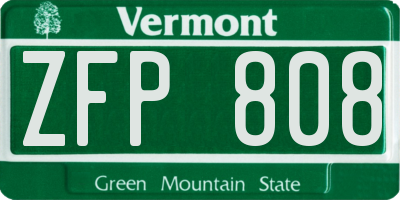 VT license plate ZFP808