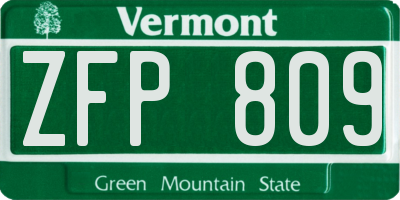 VT license plate ZFP809
