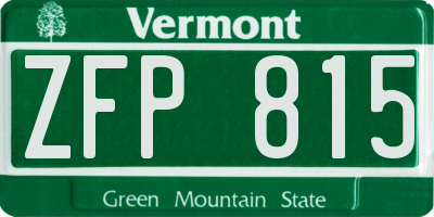 VT license plate ZFP815