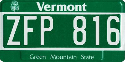 VT license plate ZFP816