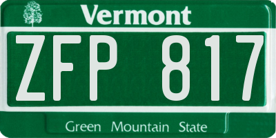 VT license plate ZFP817