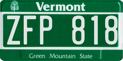 VT license plate ZFP818
