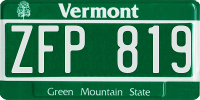 VT license plate ZFP819