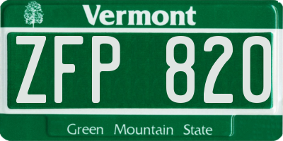 VT license plate ZFP820