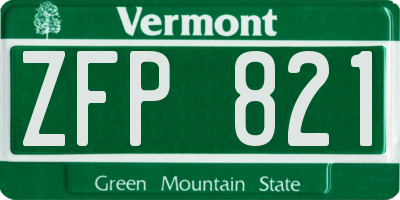 VT license plate ZFP821