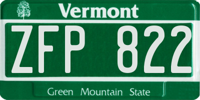 VT license plate ZFP822