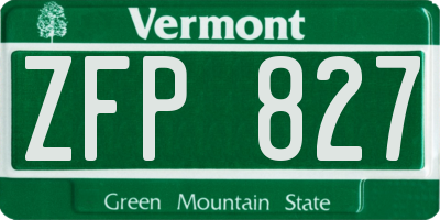 VT license plate ZFP827