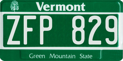 VT license plate ZFP829