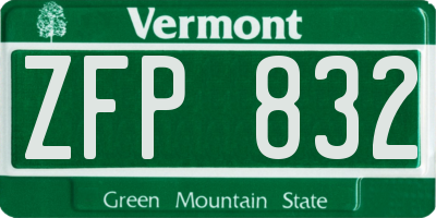VT license plate ZFP832