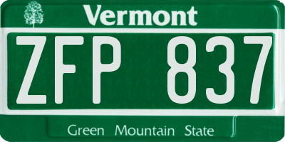 VT license plate ZFP837