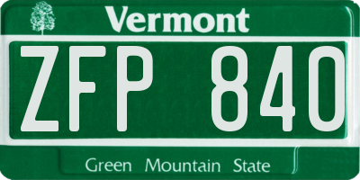 VT license plate ZFP840