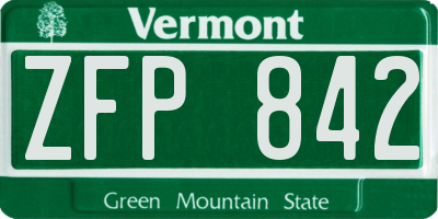 VT license plate ZFP842