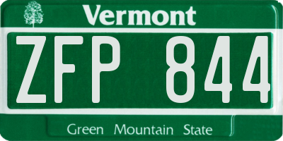 VT license plate ZFP844