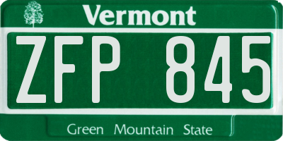 VT license plate ZFP845