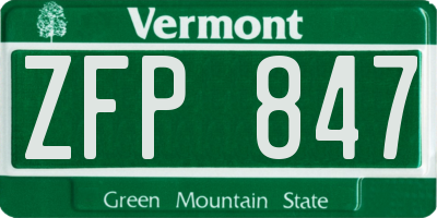 VT license plate ZFP847