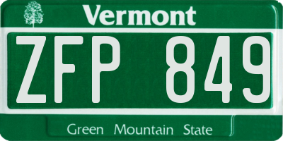 VT license plate ZFP849
