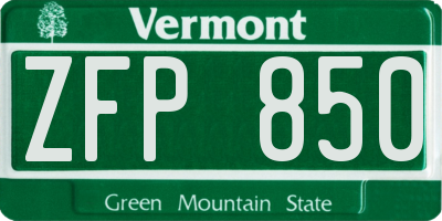 VT license plate ZFP850