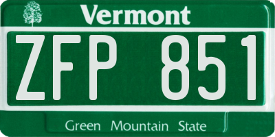 VT license plate ZFP851