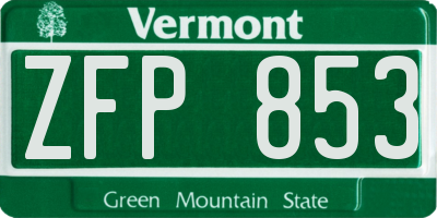 VT license plate ZFP853