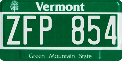 VT license plate ZFP854