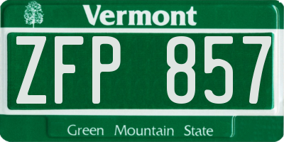 VT license plate ZFP857