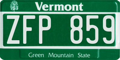 VT license plate ZFP859