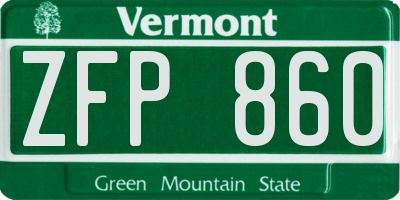 VT license plate ZFP860