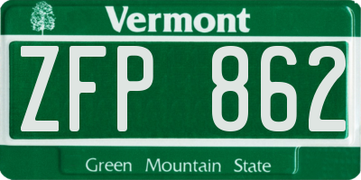 VT license plate ZFP862