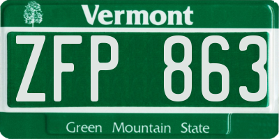 VT license plate ZFP863
