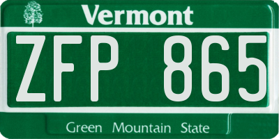 VT license plate ZFP865